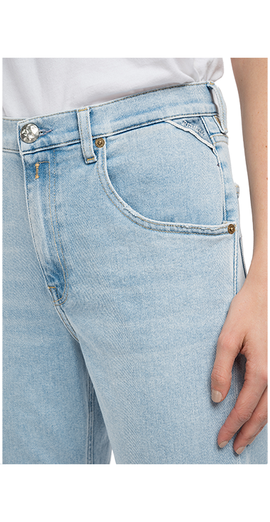 11 OZ DEEP BLUEクロップハイウエストテーパードフィットデニム ZANHA 詳細画像
